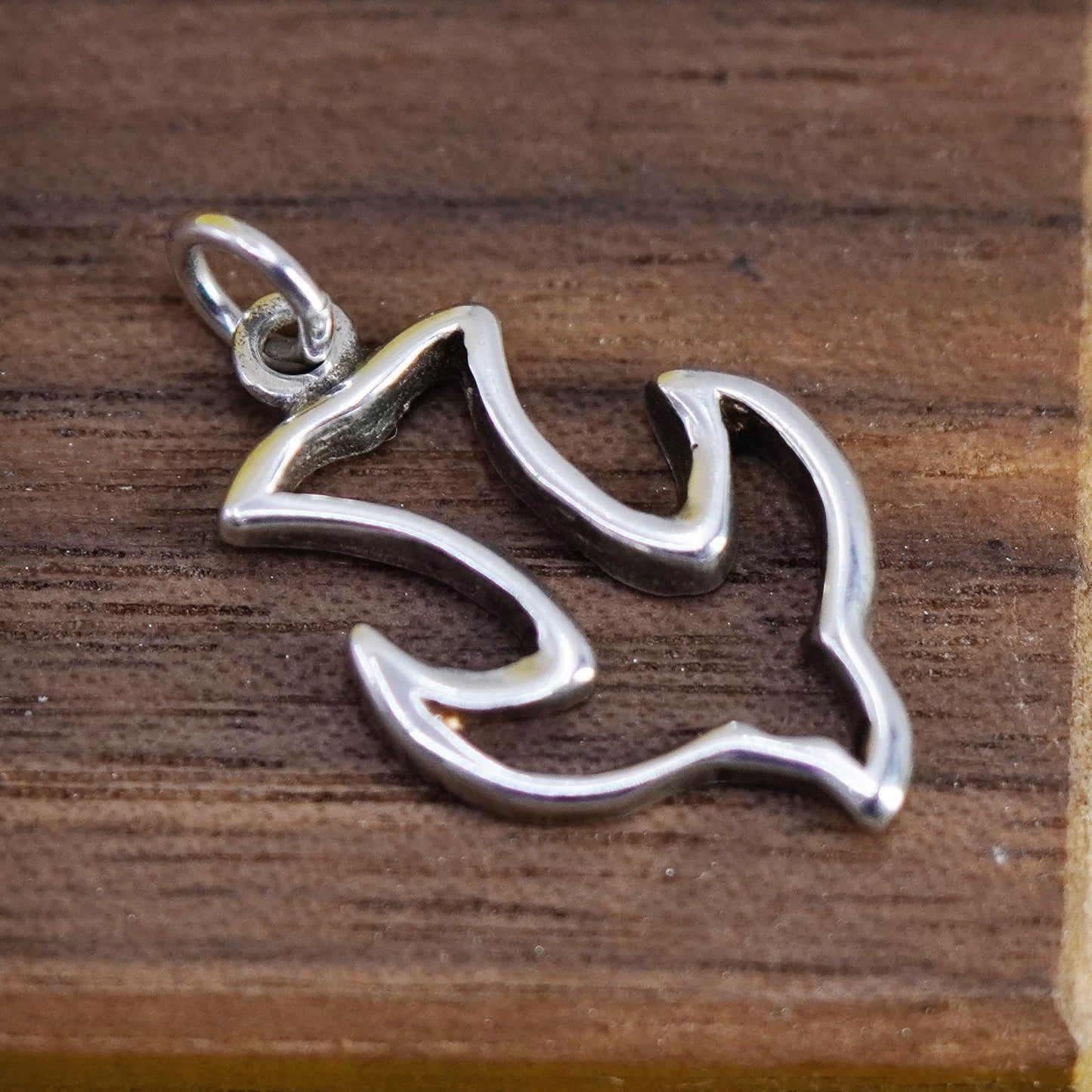 Vintage Sterling silver handmade pendant, 925 dove bird charm