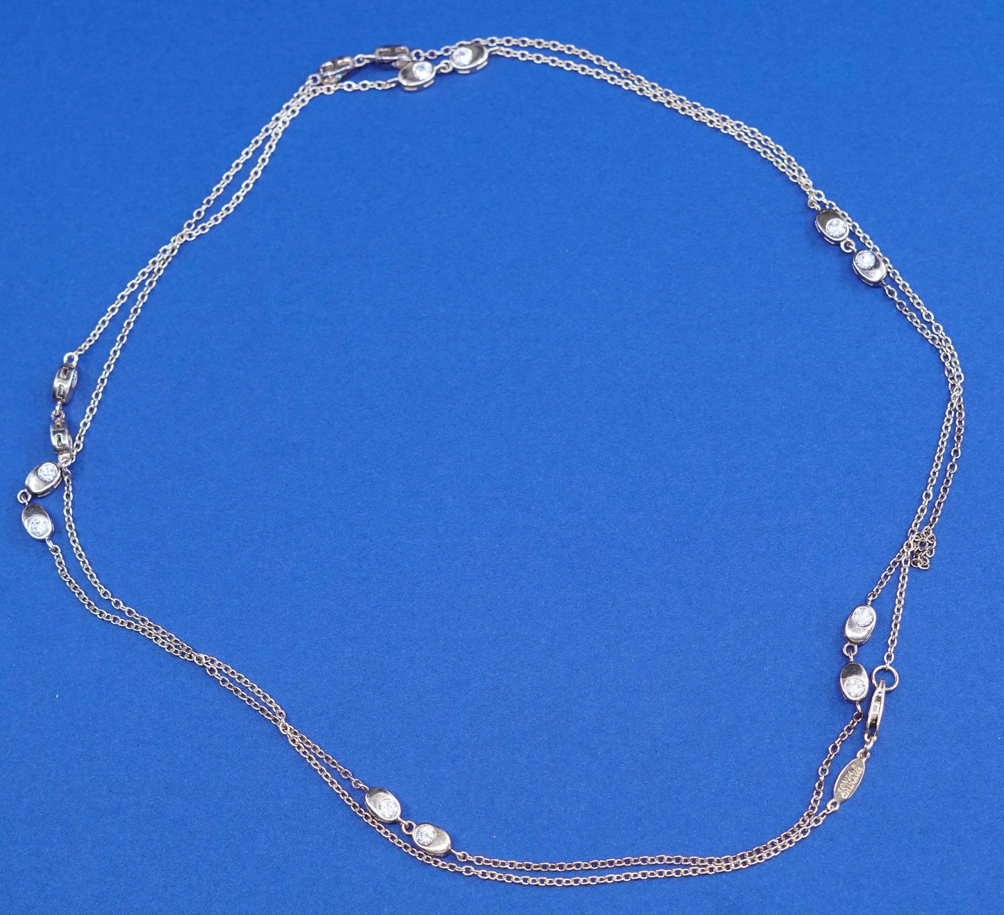 36”, Sonia Bitton vermeil gold Sterling silver necklace, 925 circle chain w/ Cz