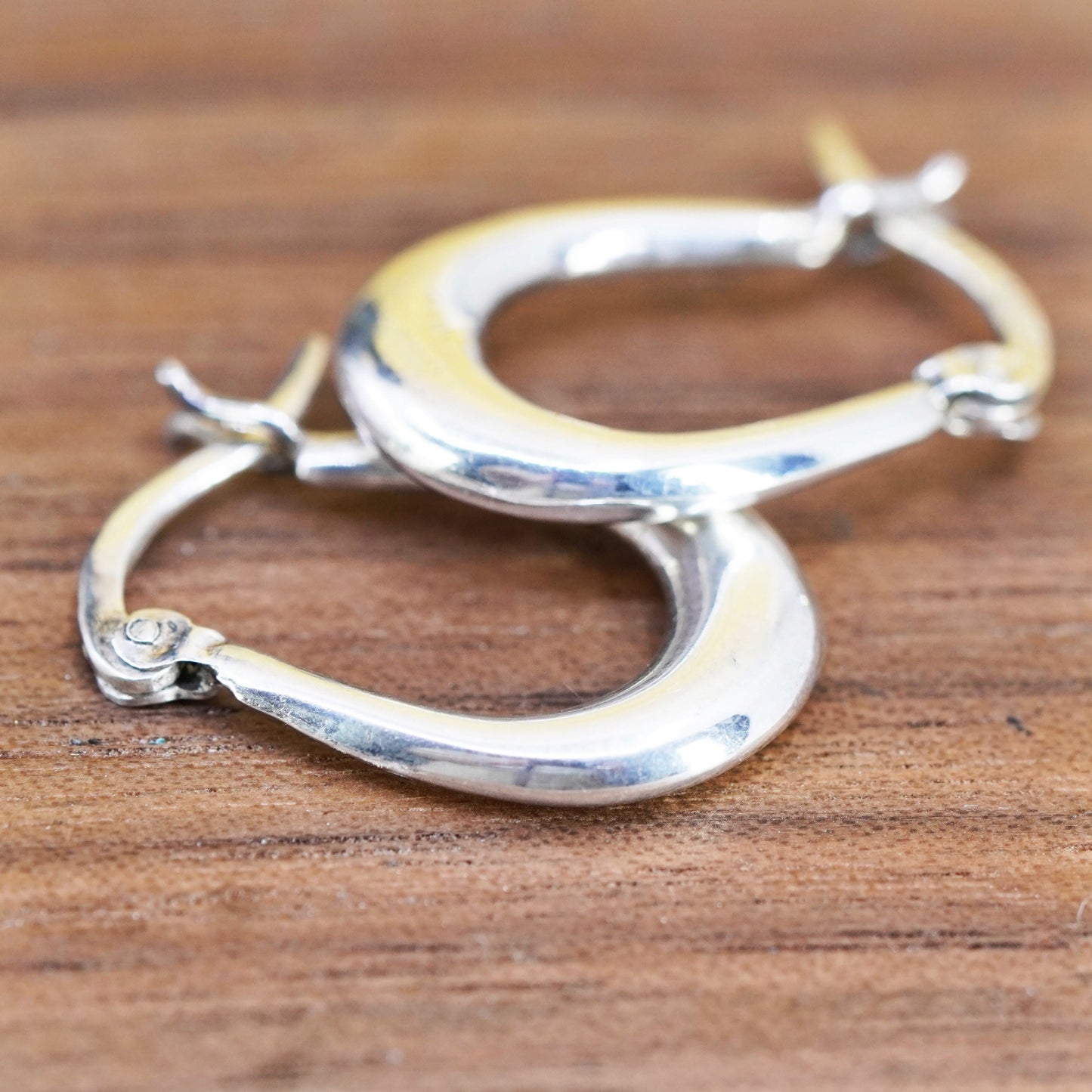 0.75”, vintage Sterling silver handmade earrings, 925 hoops