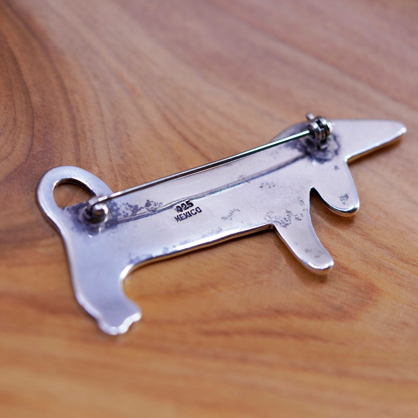Vintage Taxco Mexico handmade sterling 925 silver dog hound dog brooch