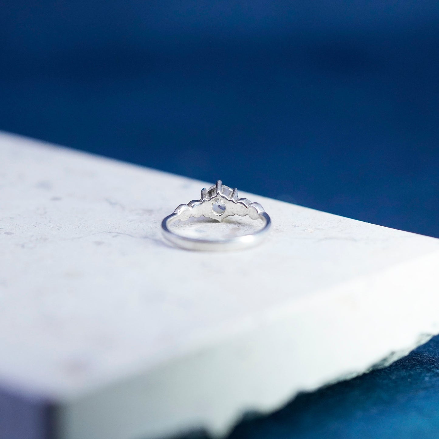 Size 6, vintage Sterling 925 silver handmade engagement ring with cz