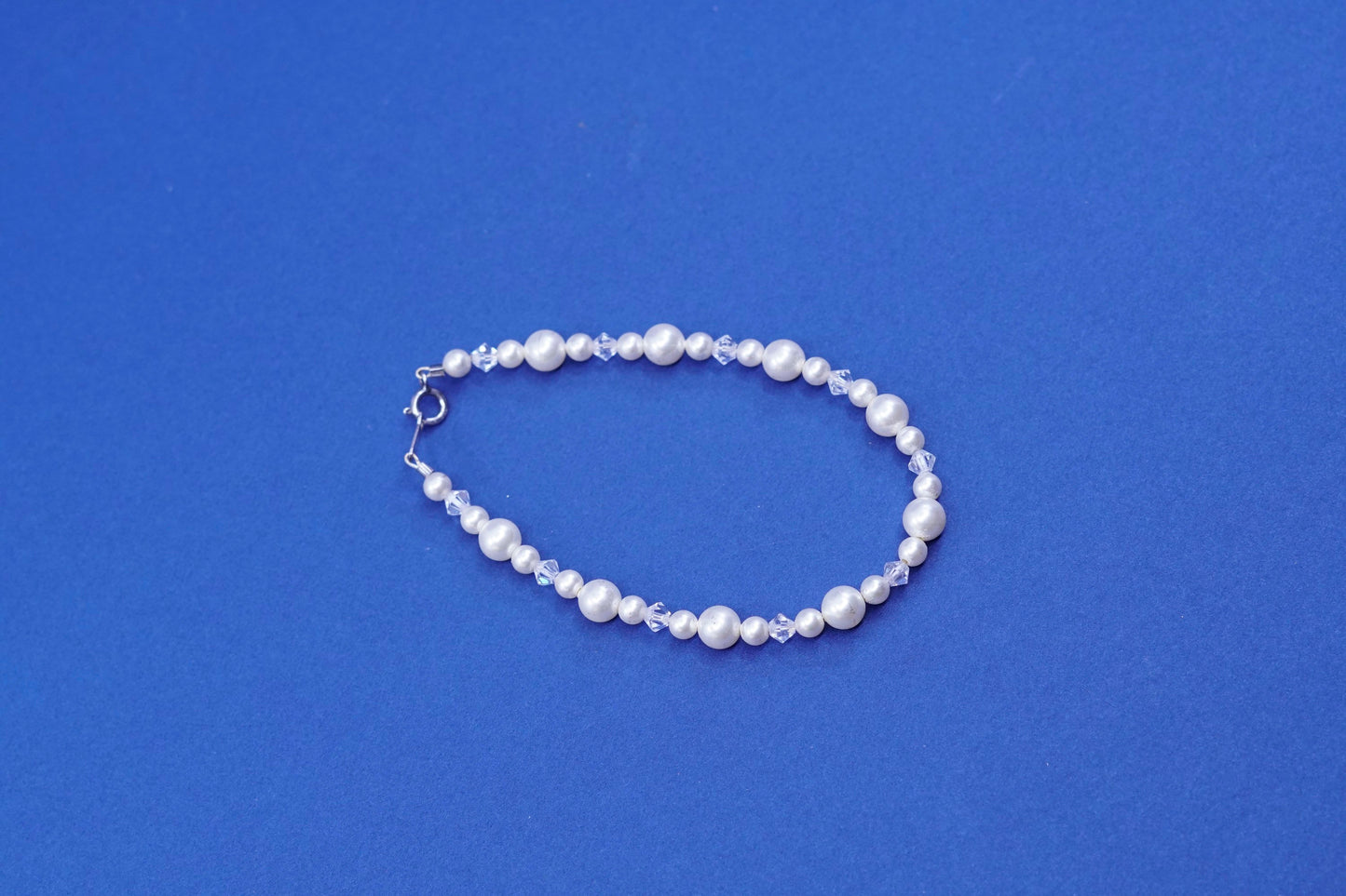 7”, Sterling silver handmade bracelet, 925 clasp with freshwater pearl beads