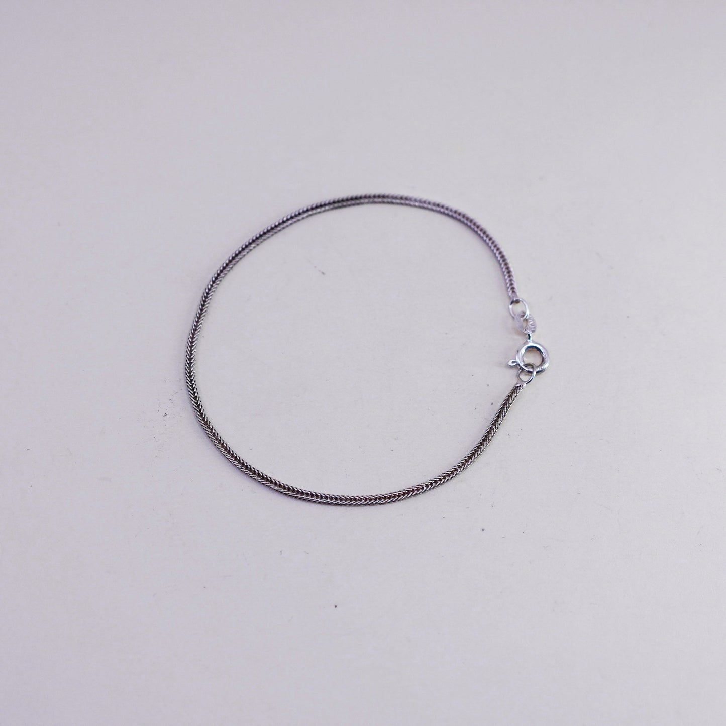 7.25”, Vintage Italian sterling silver handmade bracelet, 925 wheat link chain