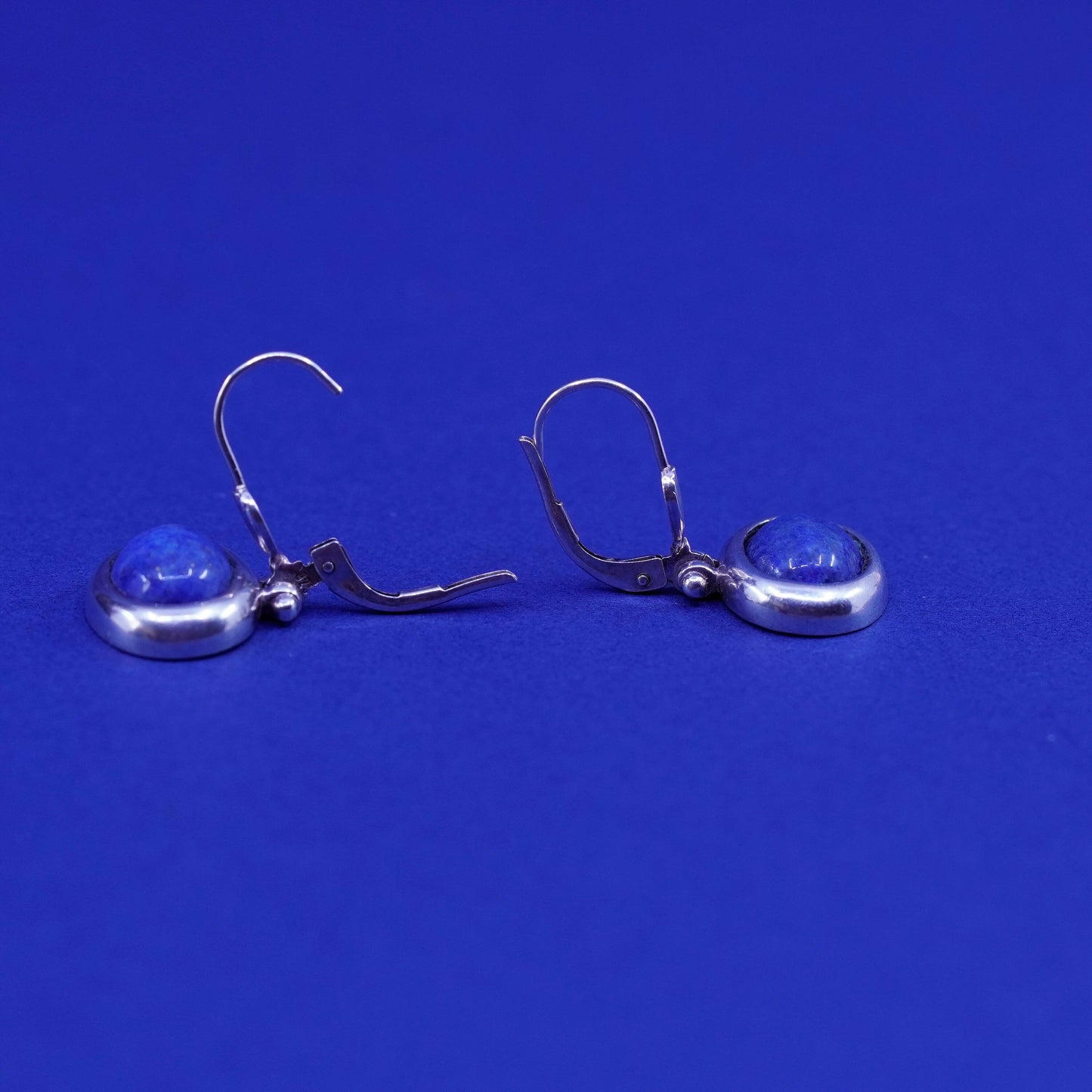 Vintage sterling 925 Silver handmade earrings with oval sodalite