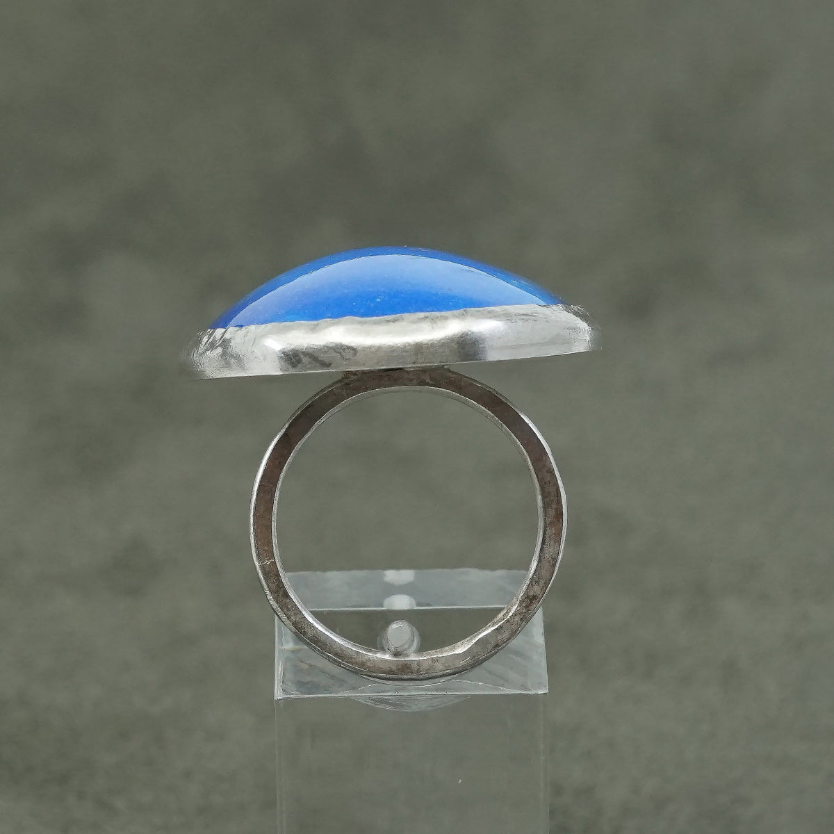 Size 7, vtg Sterling silver handmade ring, 925 w/ huge Larimar