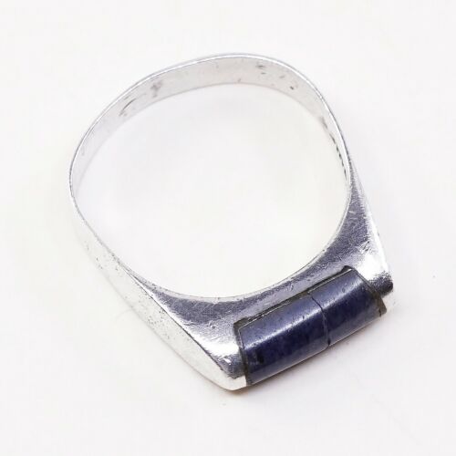So 8.25, Vintage Mexico sterling silver handmade ring, Modern 925 With Sodalite