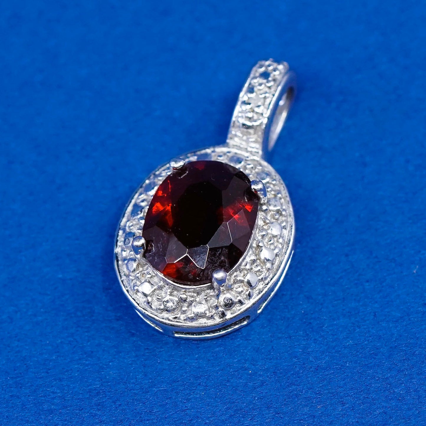 Vintage Sterling silver handmade pendant, 925 with ruby and diamond