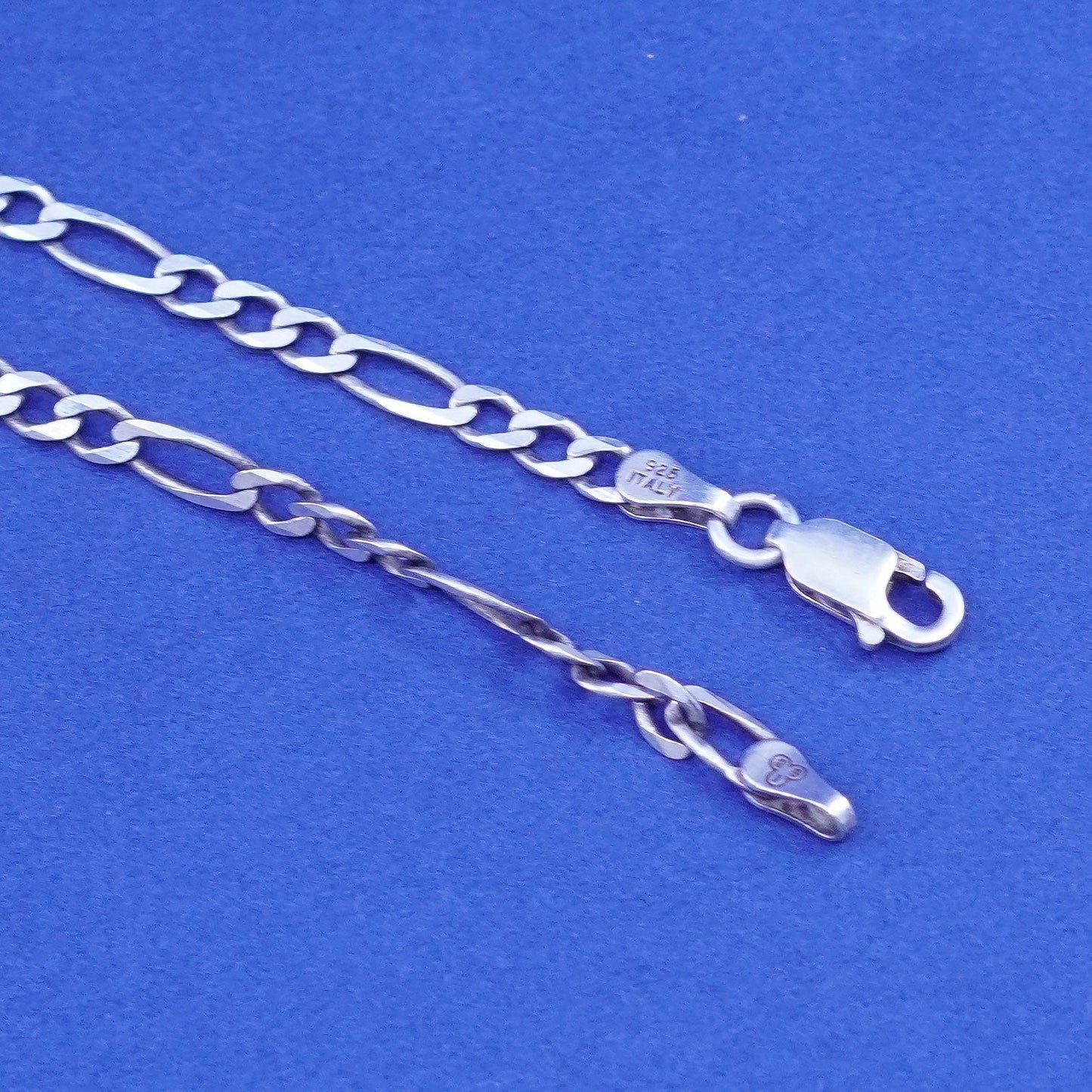 18”, 4mm, vintage Sterling silver handmade necklace, 925 Figaro link chain