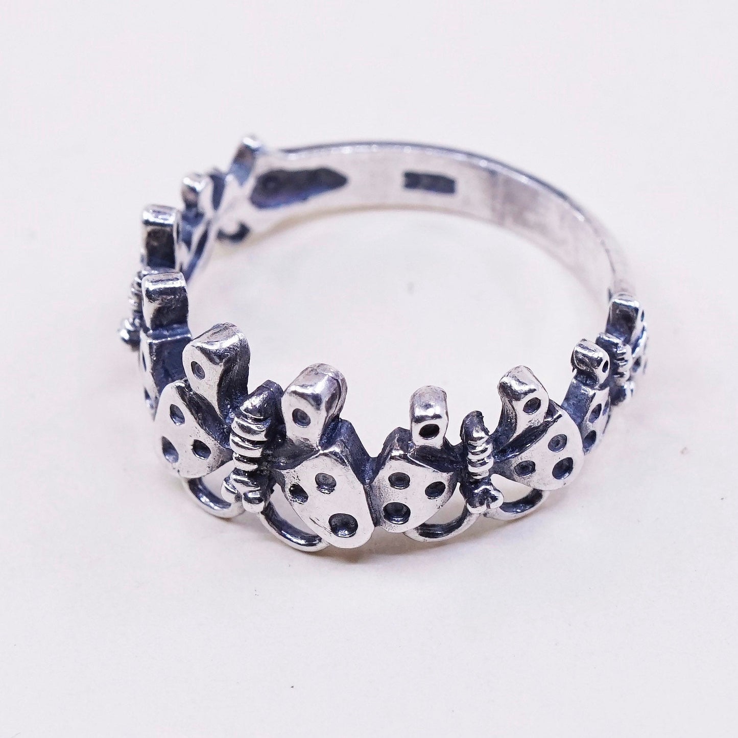 Size 9, vintage SE Sterling silver handmade ring, 925 butterfly band