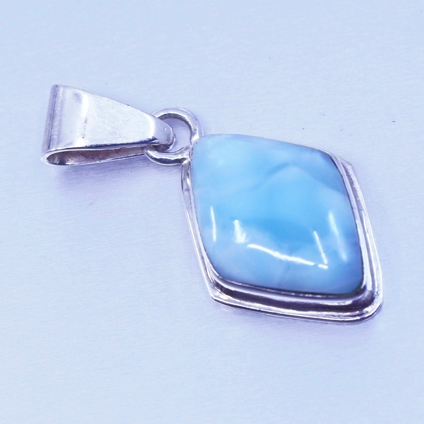 antique sterling 925 silver handmade pendant with Larimar