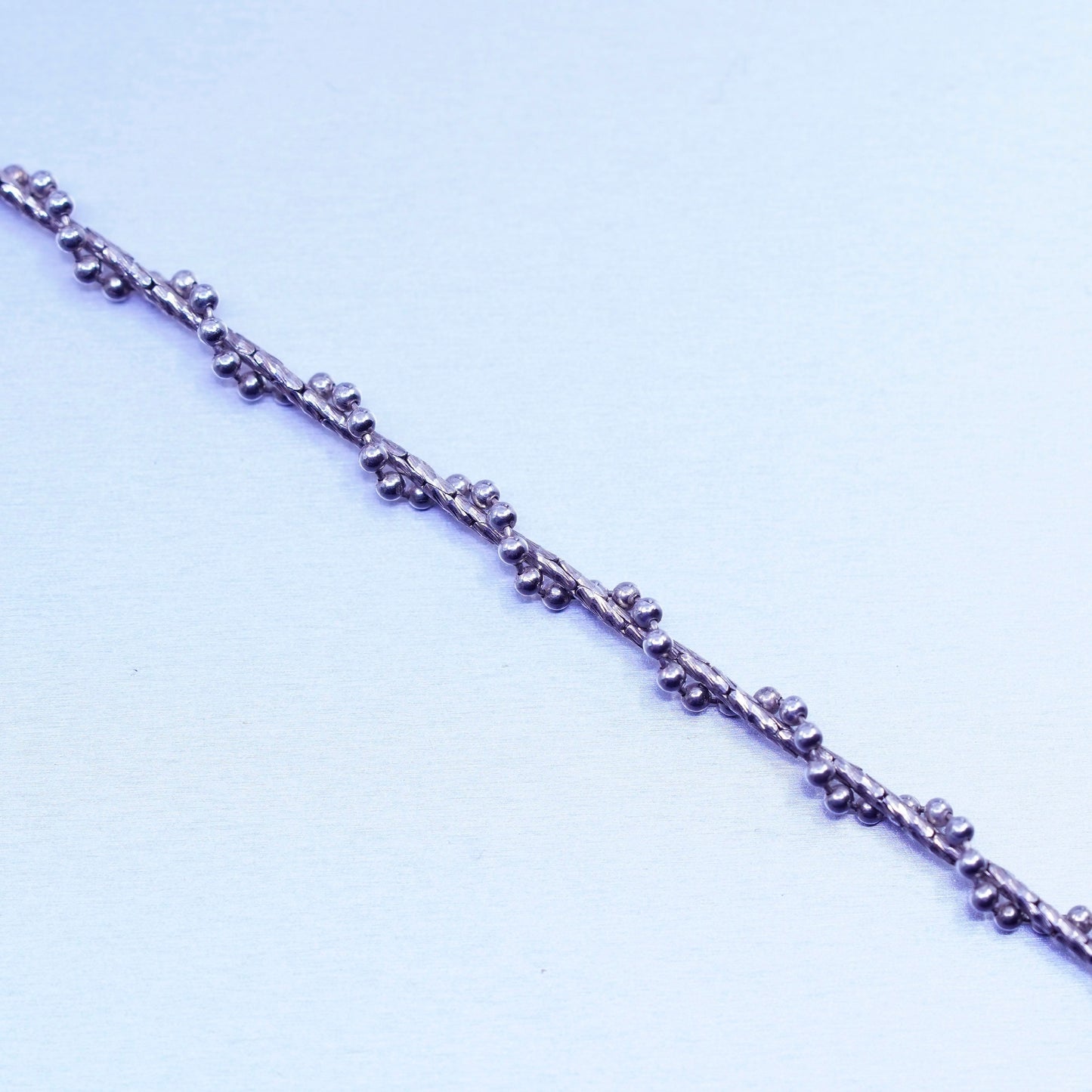 9.75”, vintage Sterling 925 silver handmade bracelet snake anklet twisted beads