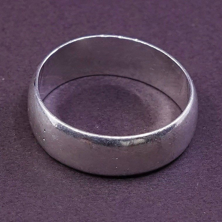 sz 7, vtg Sterling silver handmade ring, 925 wedding band, silver tested