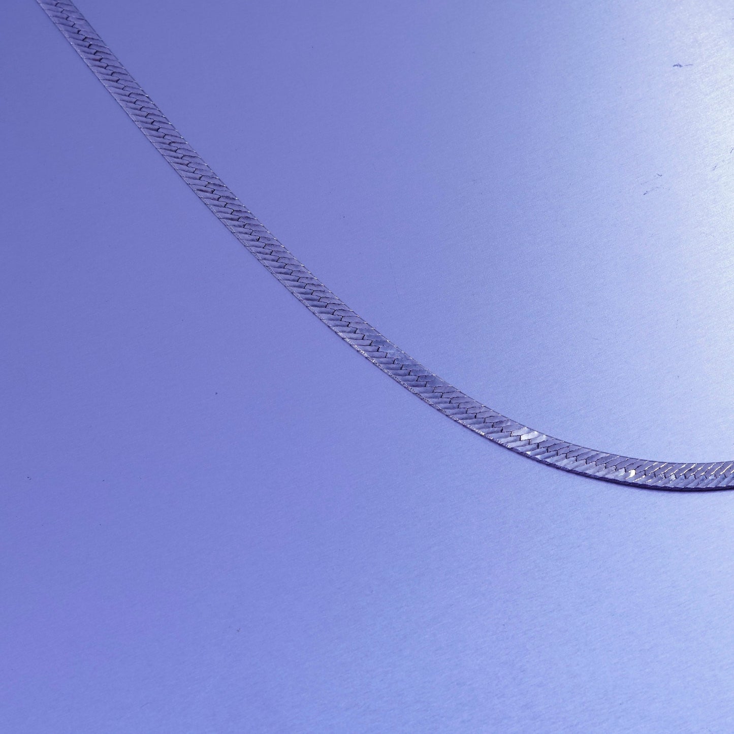 24” 4mm, vintage Italy Sterling 925 silver textured herringbone chain necklace