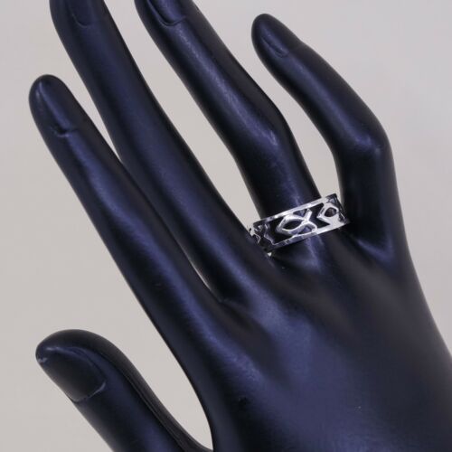 Size 9, Vtg Sterling Silver Handmade Ring 925 Band Fish Cut Out, Stamped 925