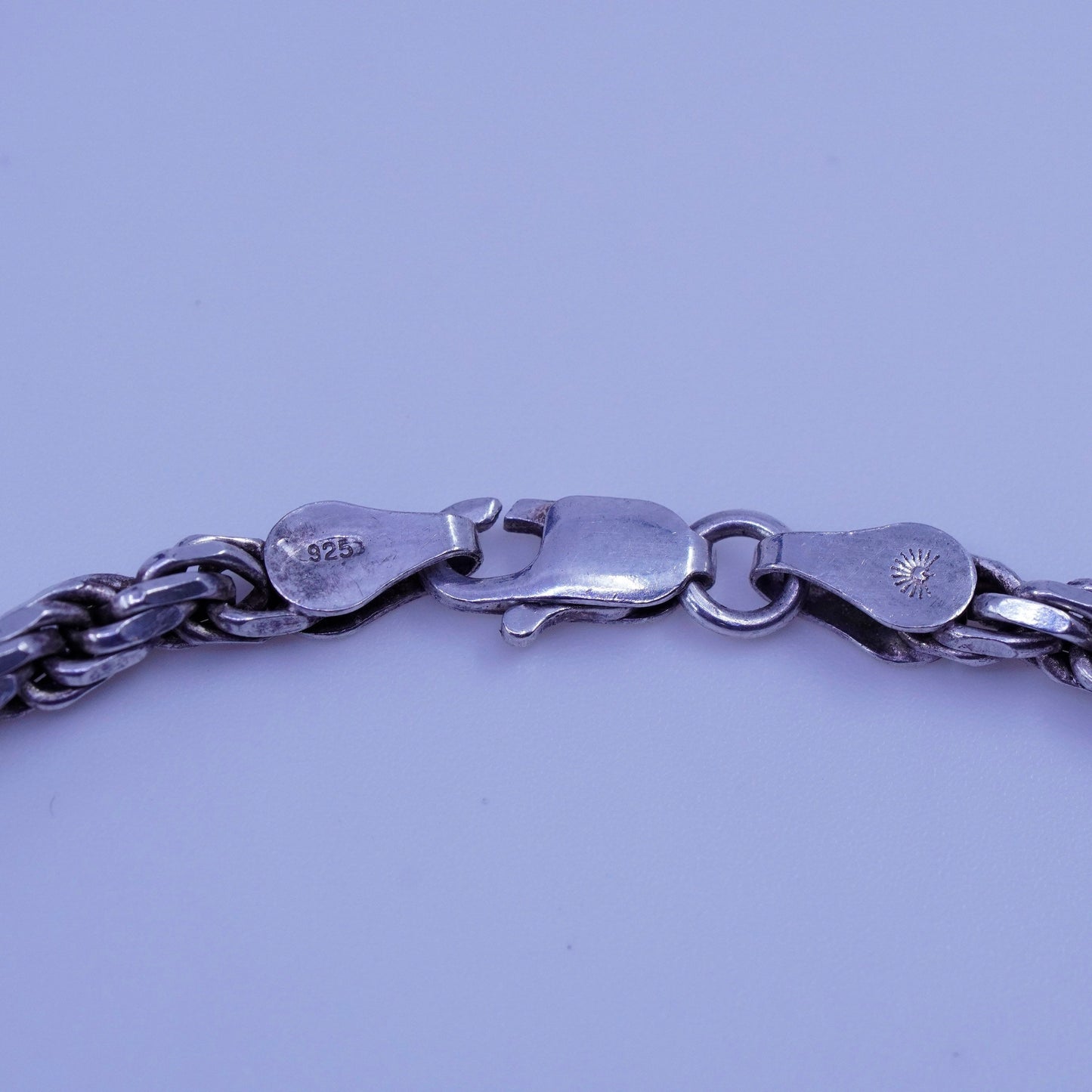 8.25”, 3mm, Vintage Italy Sterling 925 silver handmade bracelet, rope chain
