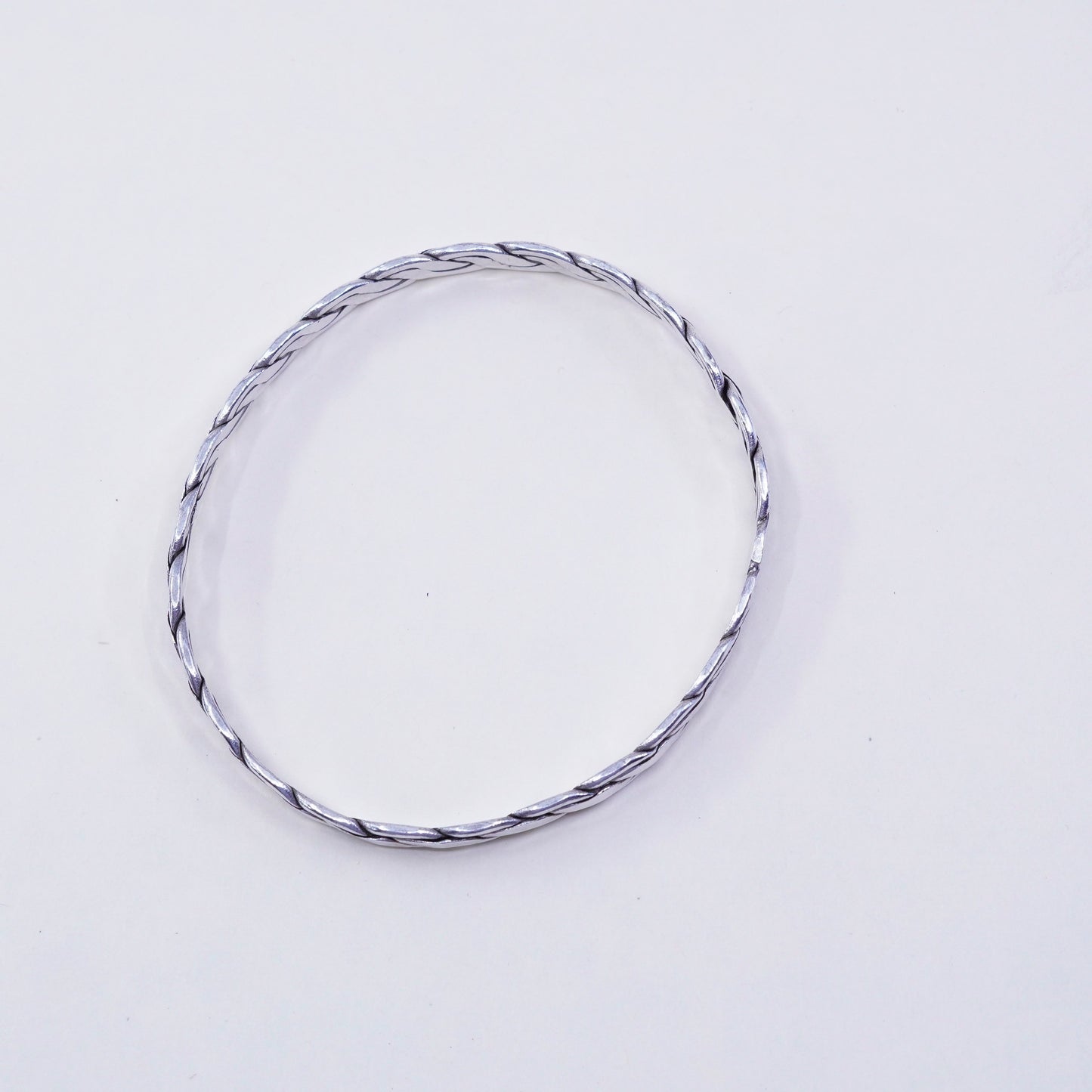 8.25”, Vintage sterling silver handmade bracelet, 925 cable bangle
