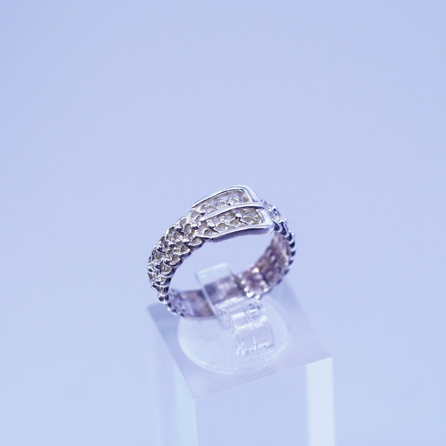 Size 7, vtg southwestern Sterling 925 silver handmade ring, filigree belt band