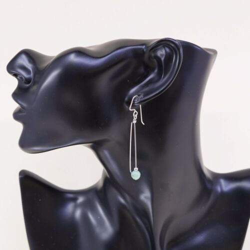 Amazing handmade Sterling 925 Silver earrings, 925 Wire Hooks W/ Jade Bead