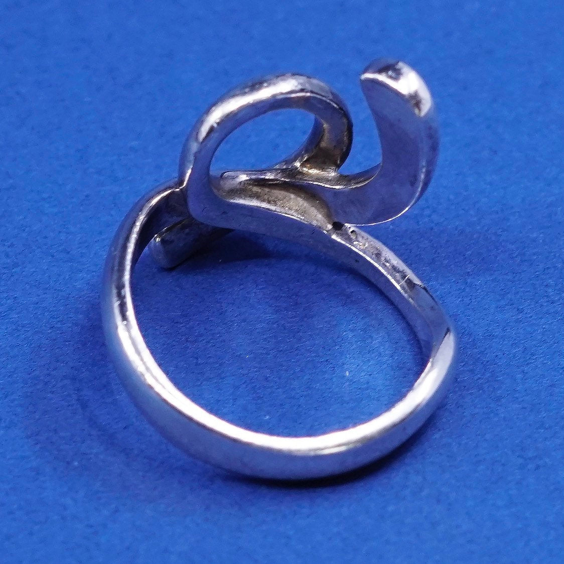 Size 8.5, vtg sterling silver handmade ring, 925 wired ring, stamped 925