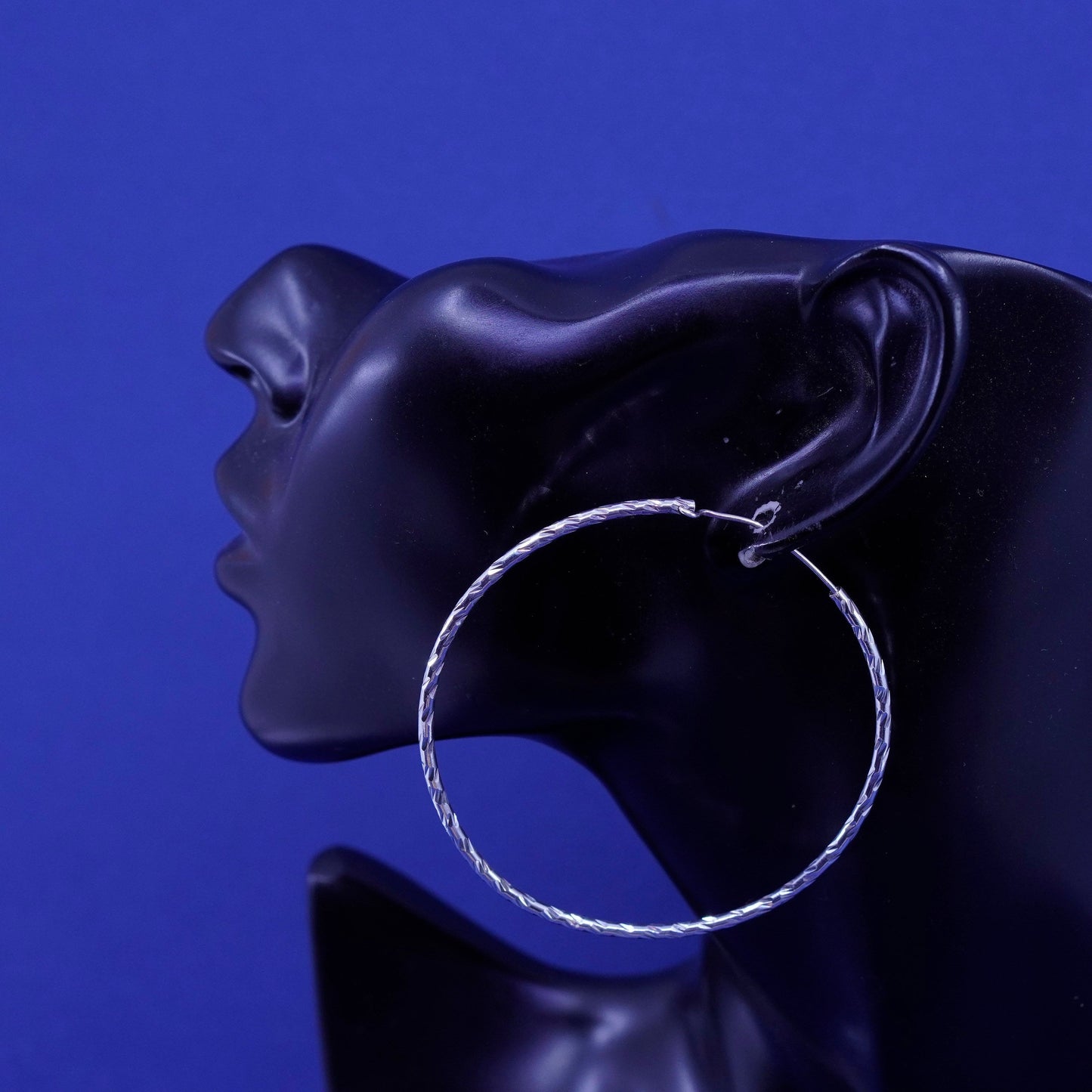 2.5”, vintage Sterling 925 silver handmade huge textured hoop earrings