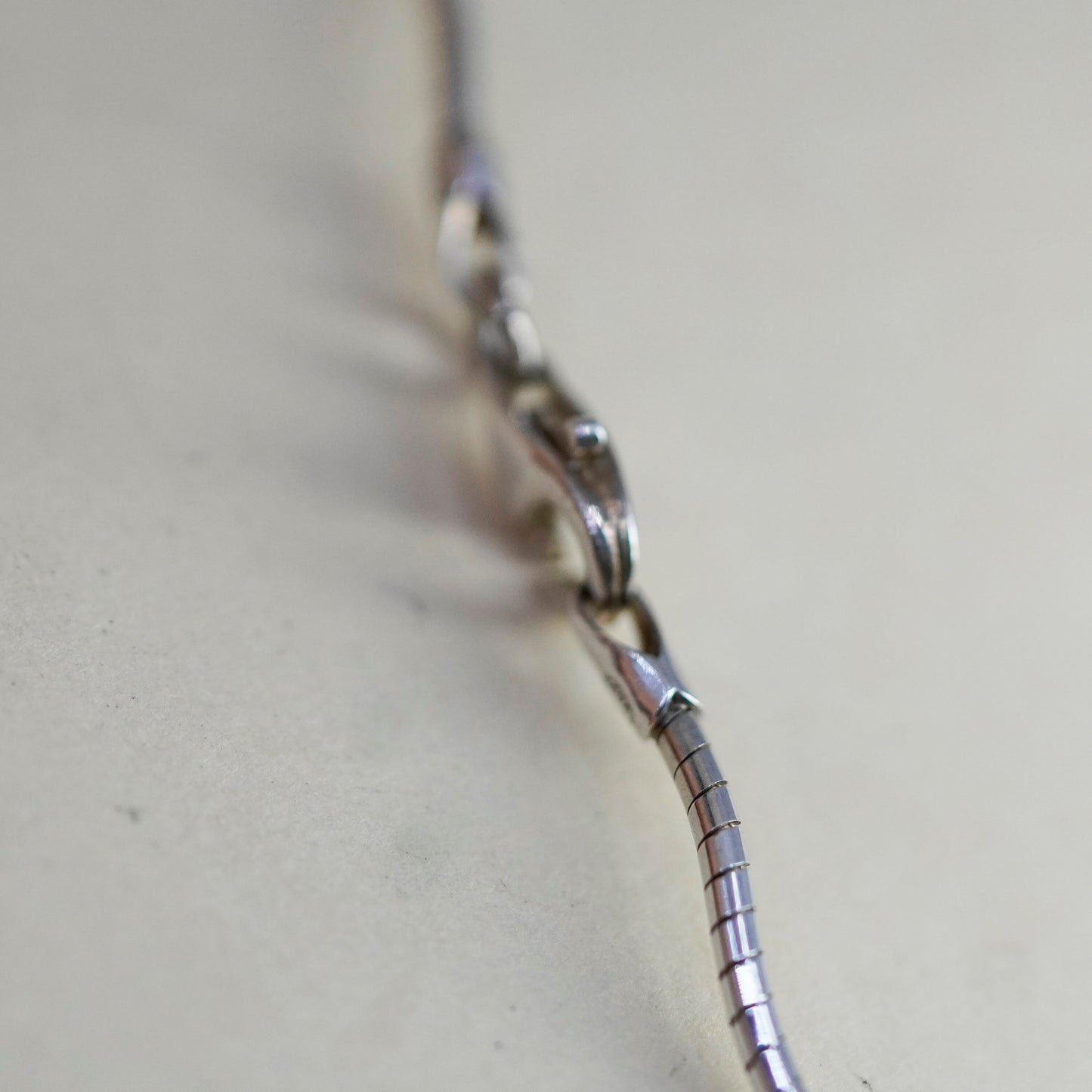 16”, Vintage sterling silver square twisted snake chain, Italy 925 necklace