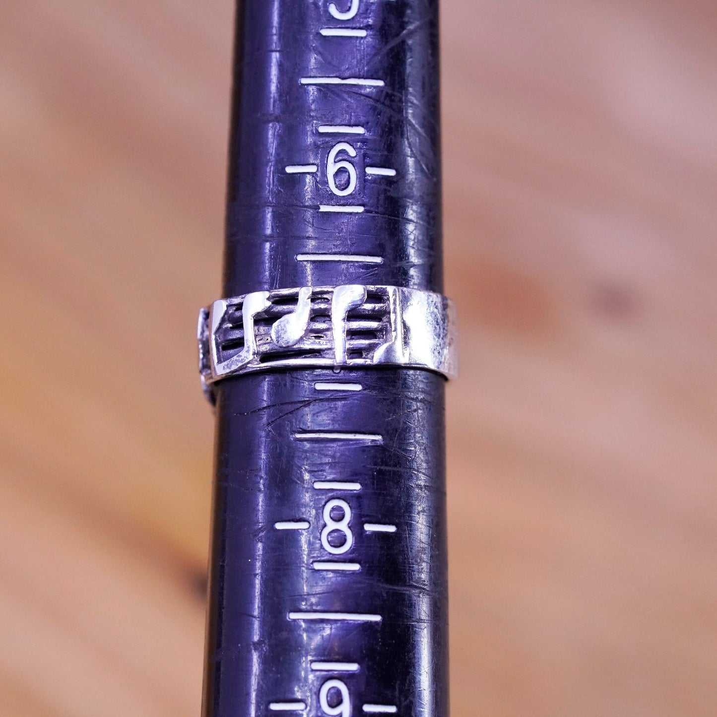 Size 7, vintage sterling silver handmade ring. 925 music note symbol