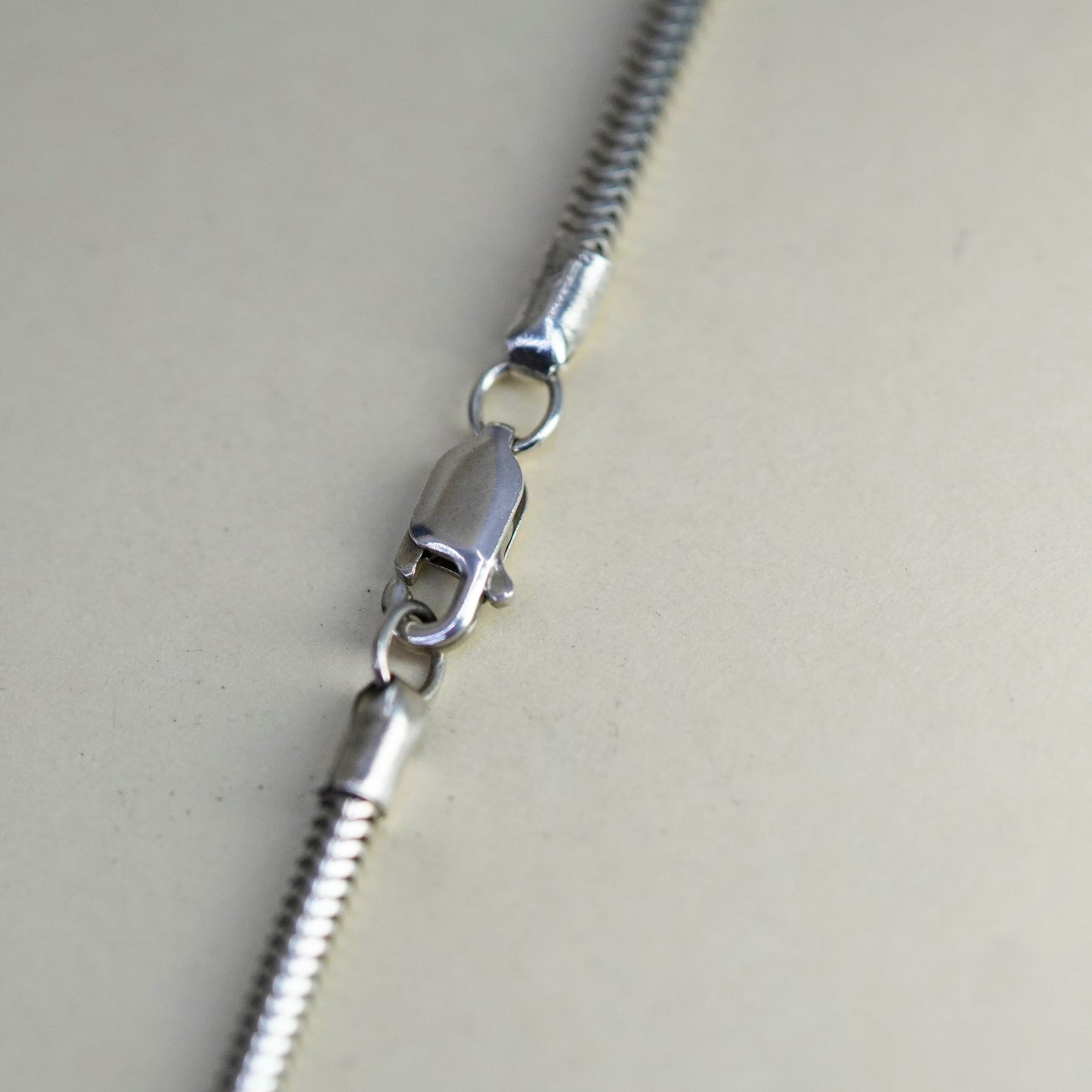 16”, 2mm, Vintage sterling silver square snake chain, Italy 925 necklace