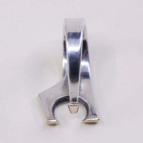 Sz 4.5, Vtg Native American Modern Sterling Silver Handmade Ring, 925 W/ 14K Tip