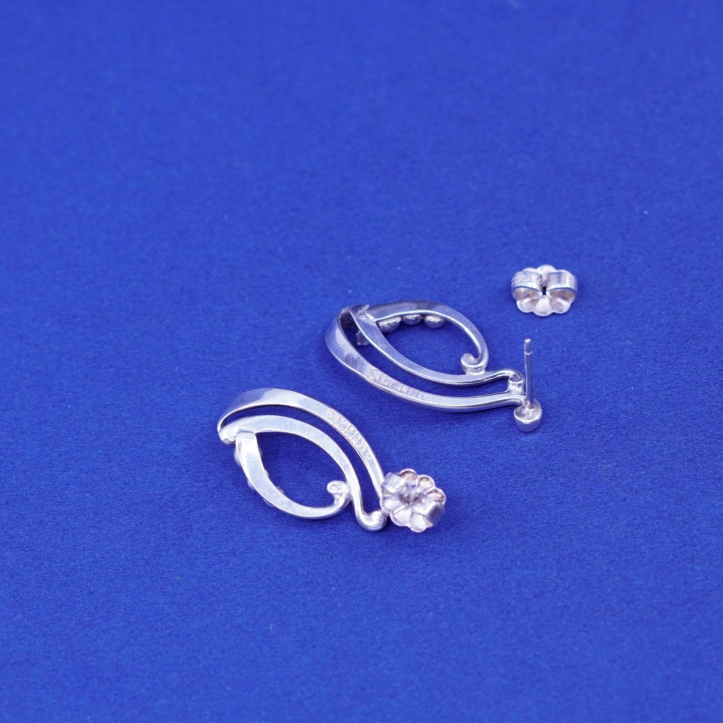 Vintage Sterling 925 silver handmade studs earrings with beads