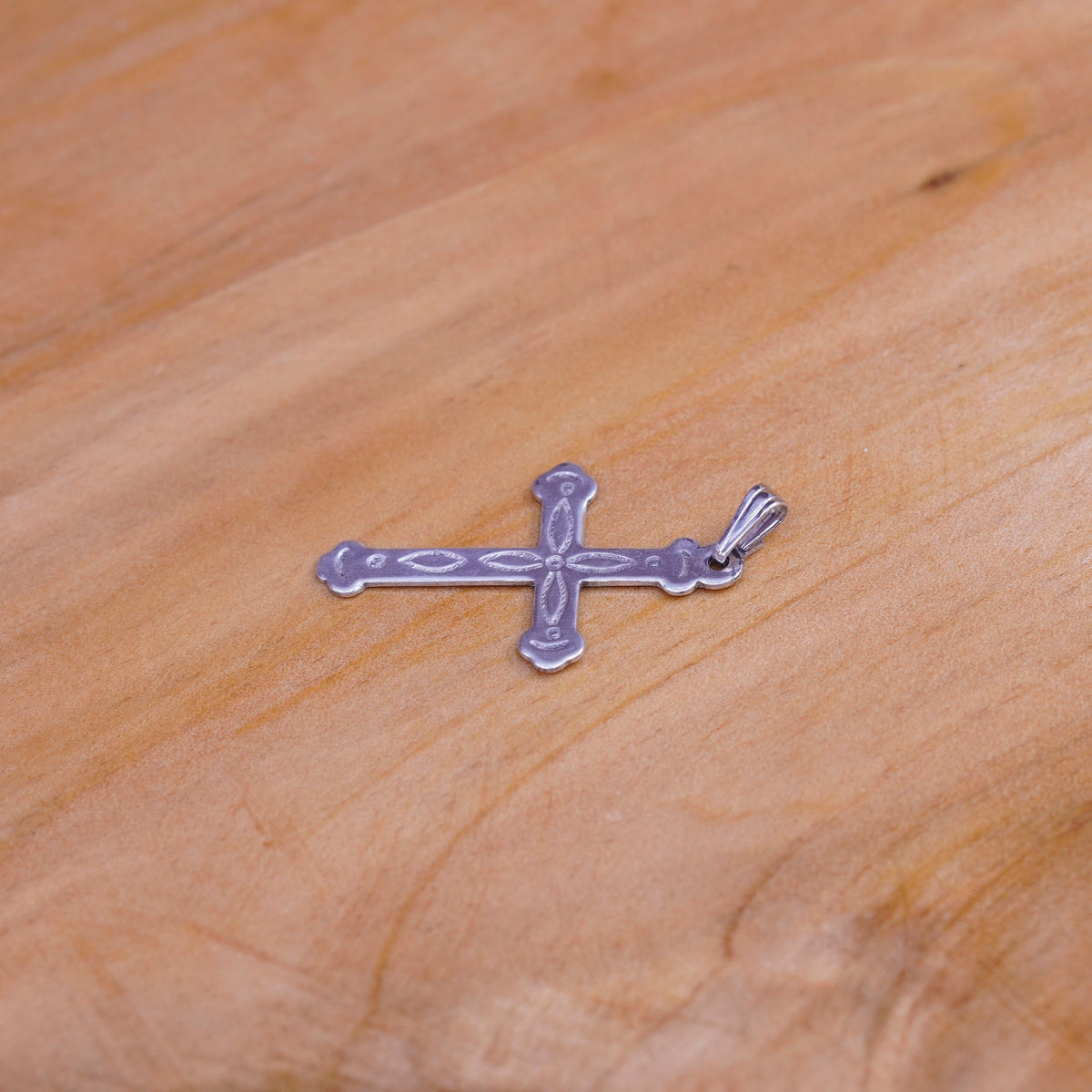 Vintage Sterling silver handmade pendant, 925 textured cross