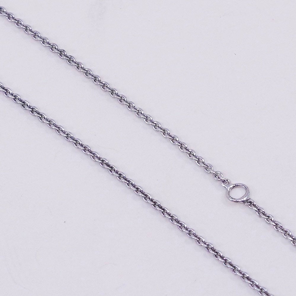 18+2” 1mm, vintage sterling silver necklace, 925 circle chain