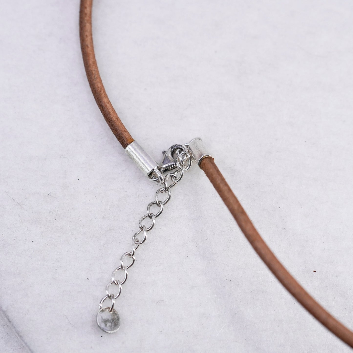 16+2”, VTG Silpada 925 Sterling Silver Handmade brown leather chain Necklace