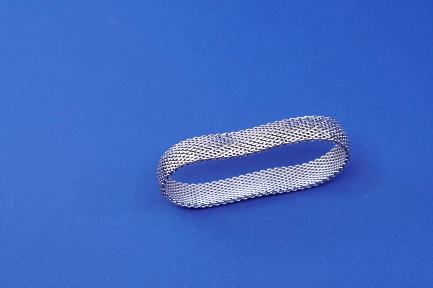 7.5”, vintage GC Sterling silver handmade wide bracelet, 925 unique mesh chain
