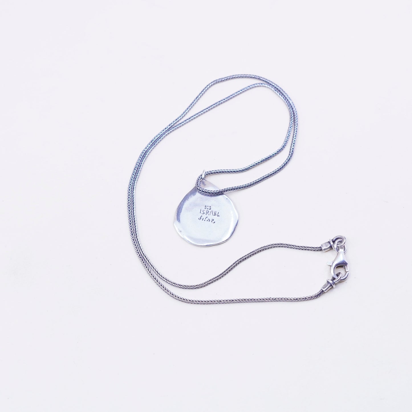 18”, Israel Shablool Didae sterling silver 925 necklace, wheat chain initial M