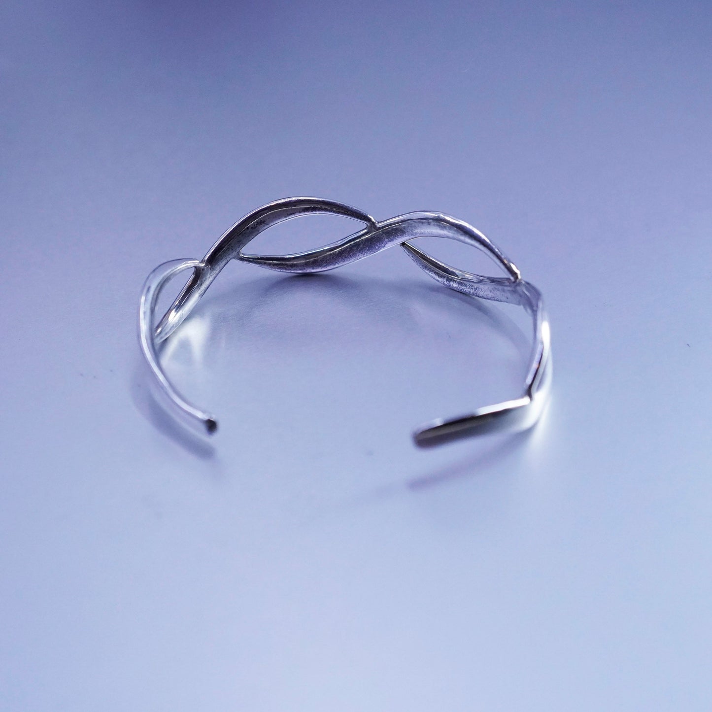 6.75”, Vintage Sterling 925 silver handmade bracelet, twisted cuff