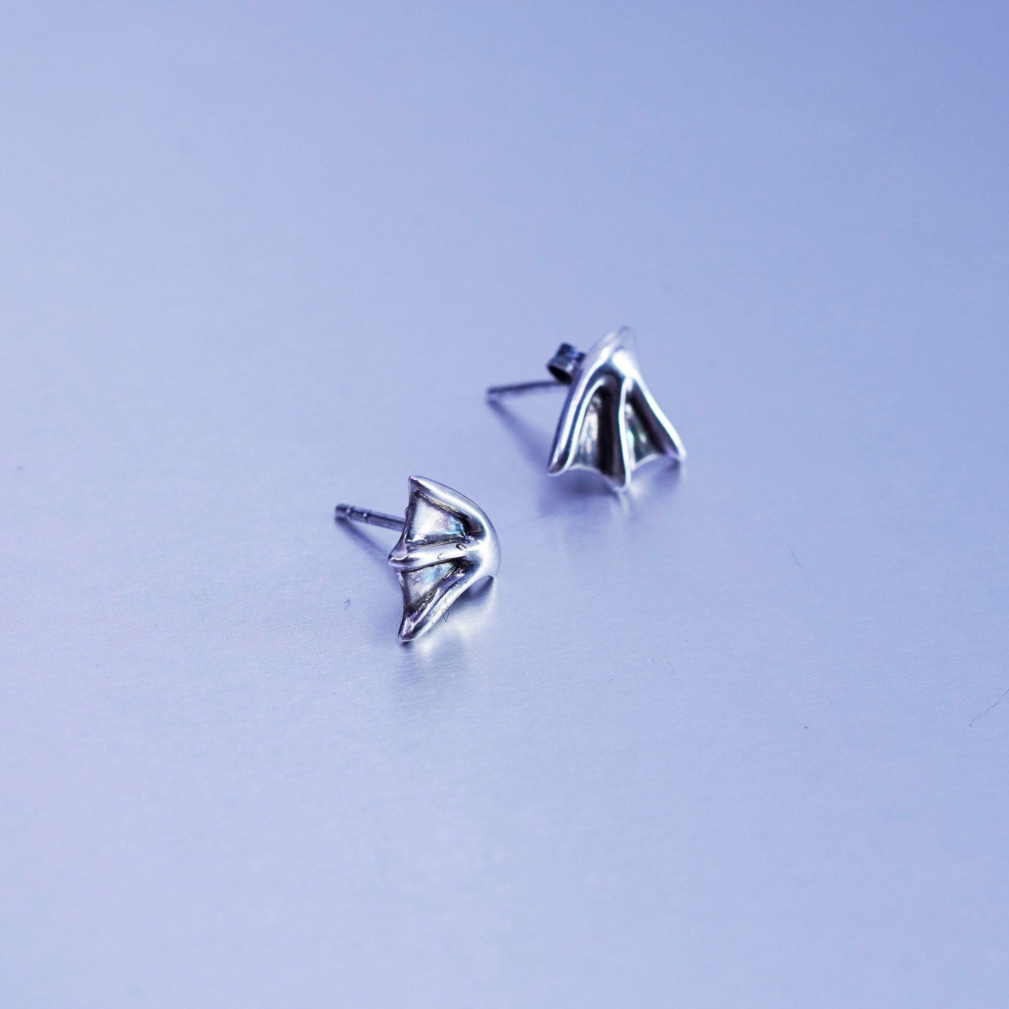 Vintage Sterling 925 silver handmade earrings, frog paw studs