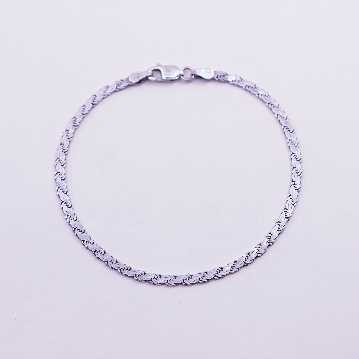 7.75”, Vintage sterling 925 silver flatten curb bracelet