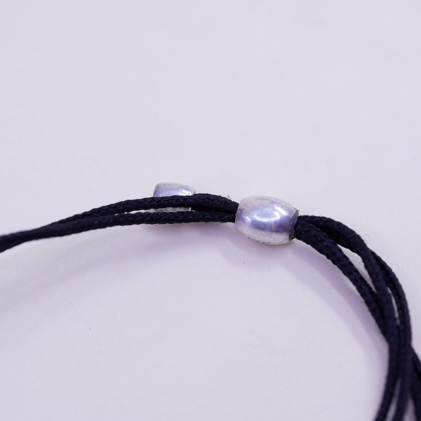 Size adjustable, Sterling silver handmade bracelet, 925 LA tag linen thread