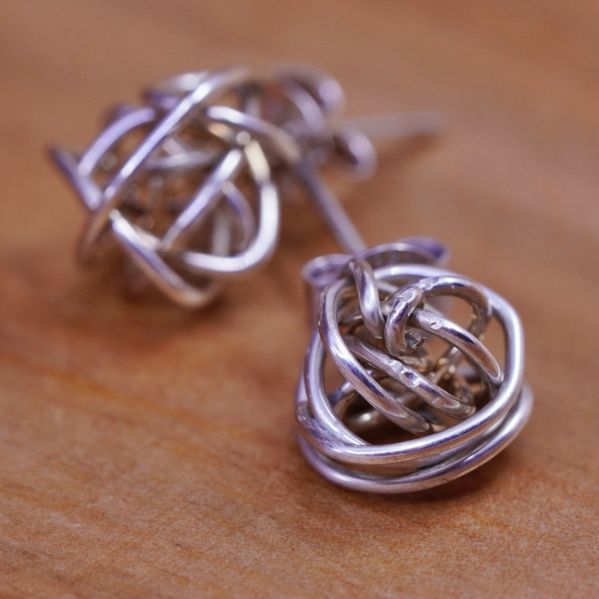 Vintage Sterling silver wired beads studs, 925 silver earrings