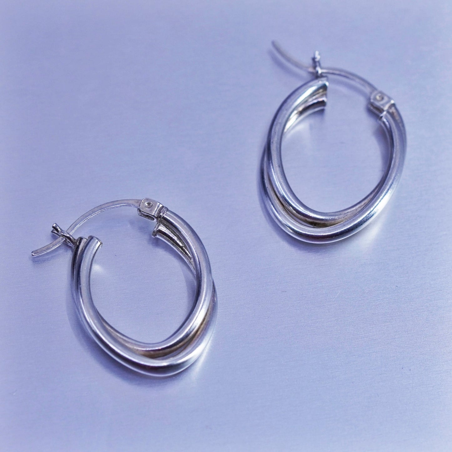 0.75”, vintage Sterling silver handmade earrings, 925 twisted hoops