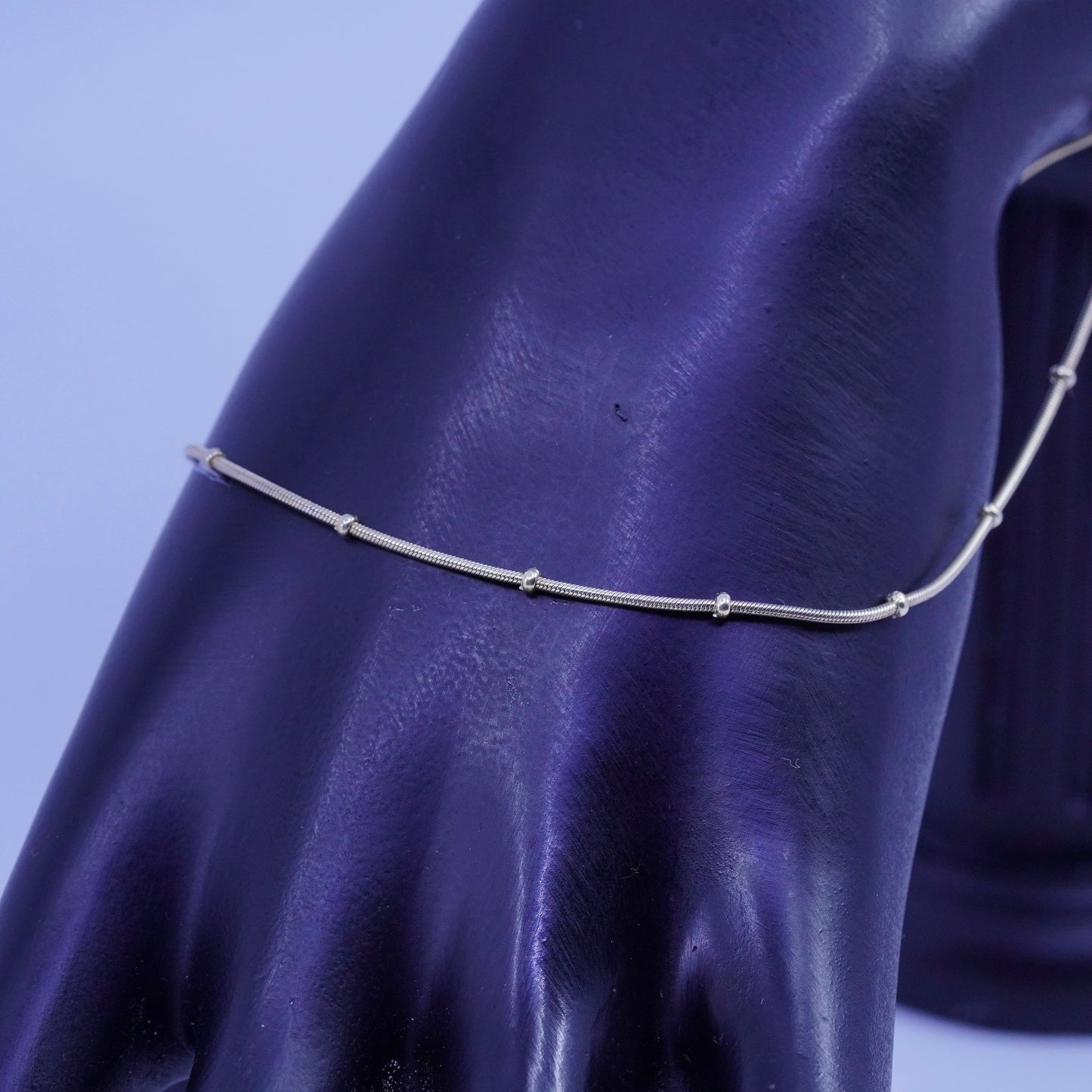 9”, vermeil gold over Sterling 925 silver bracelet, snake anklet with beads