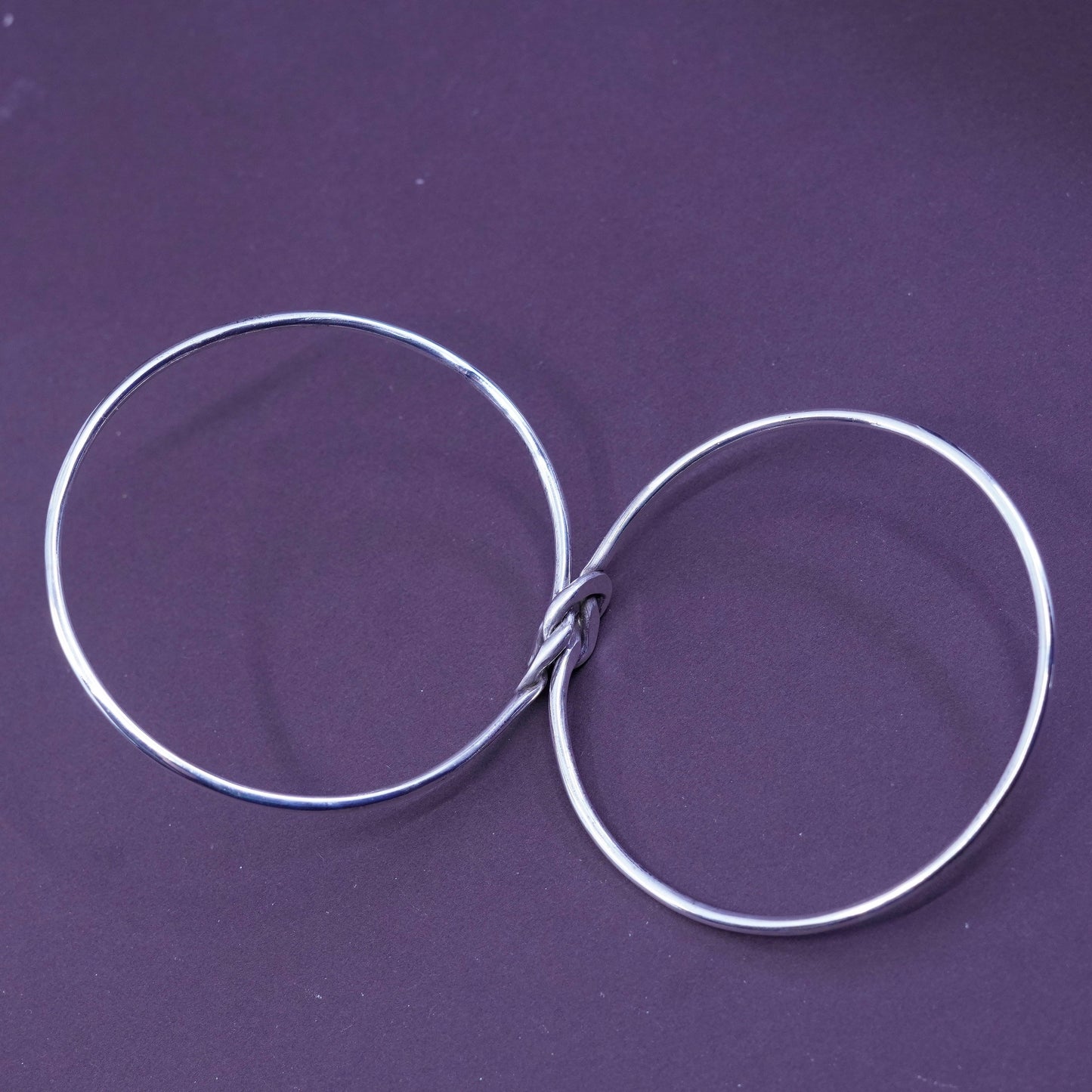 8”, mexico Sterling silver handmade bracelet, 925 double love knotted bangle