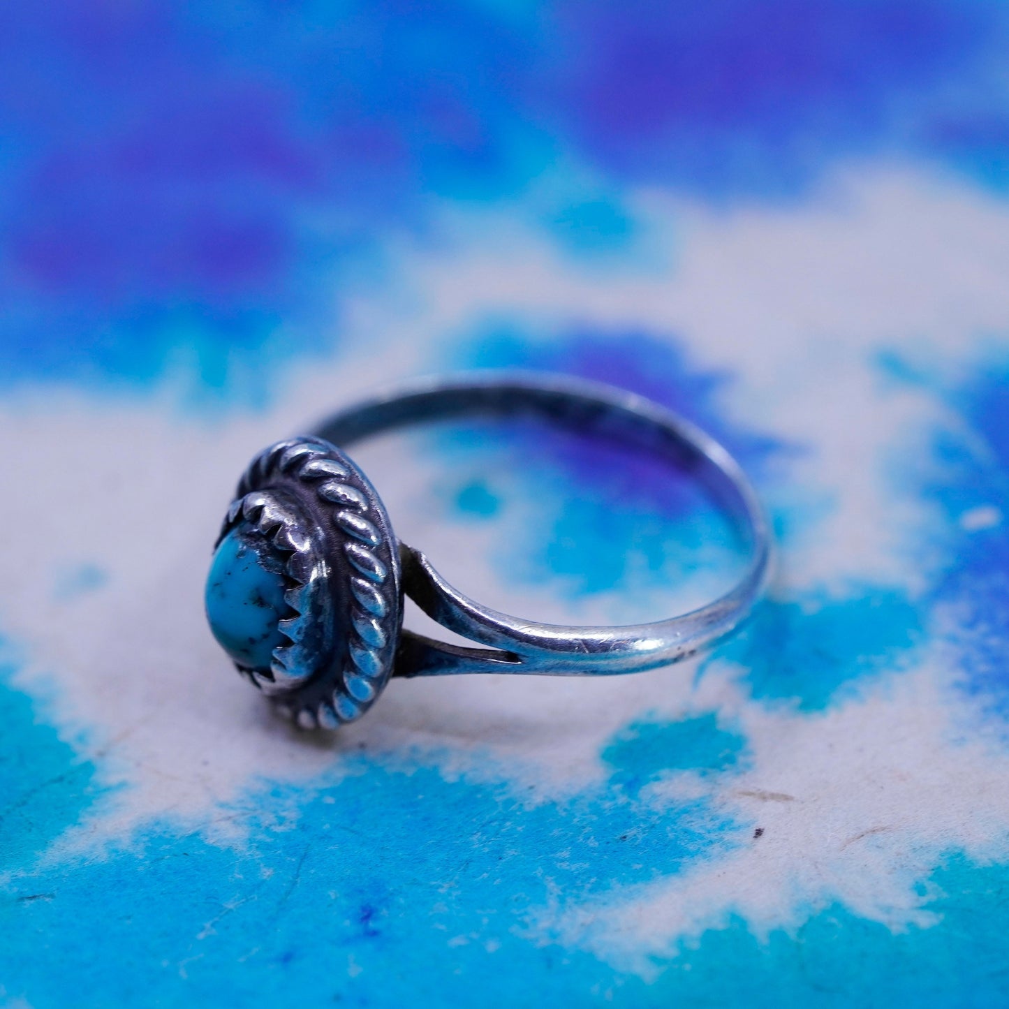 Size 6, Native American, southwestern Sterling silver handmade ring turquoise