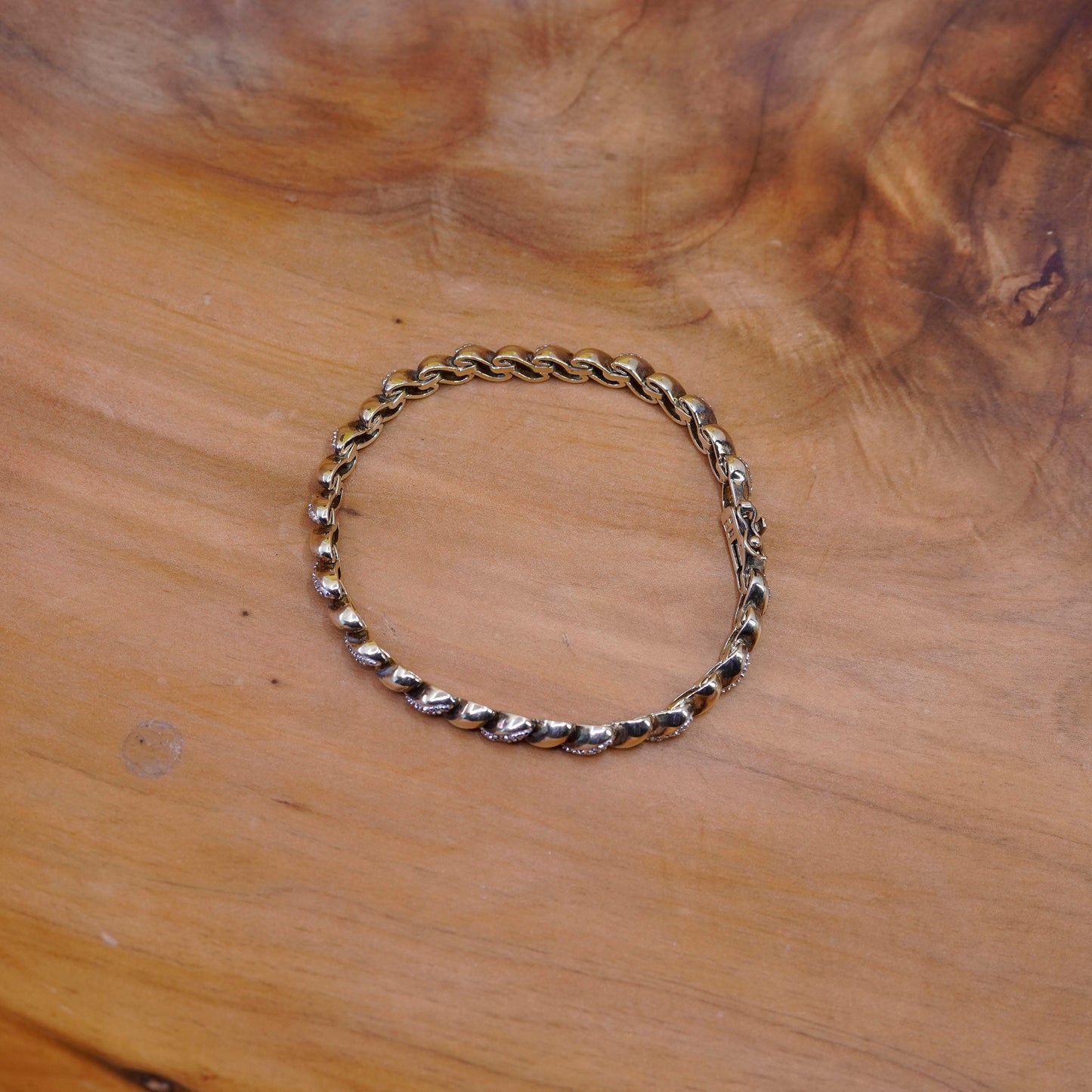 7.25”, vermeil gold over Sterling 925 silver tennis bracelet San Marco diamonds