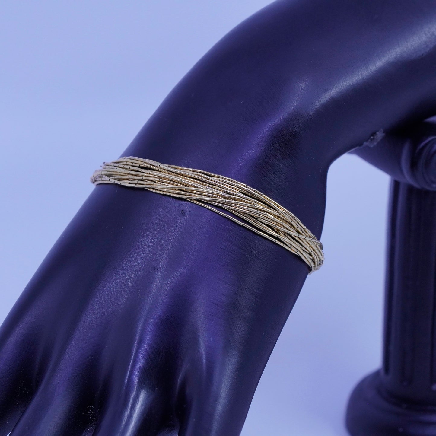6.75”, vermeil gold Sterling 925 silver bracelet, multi strands liquid chain