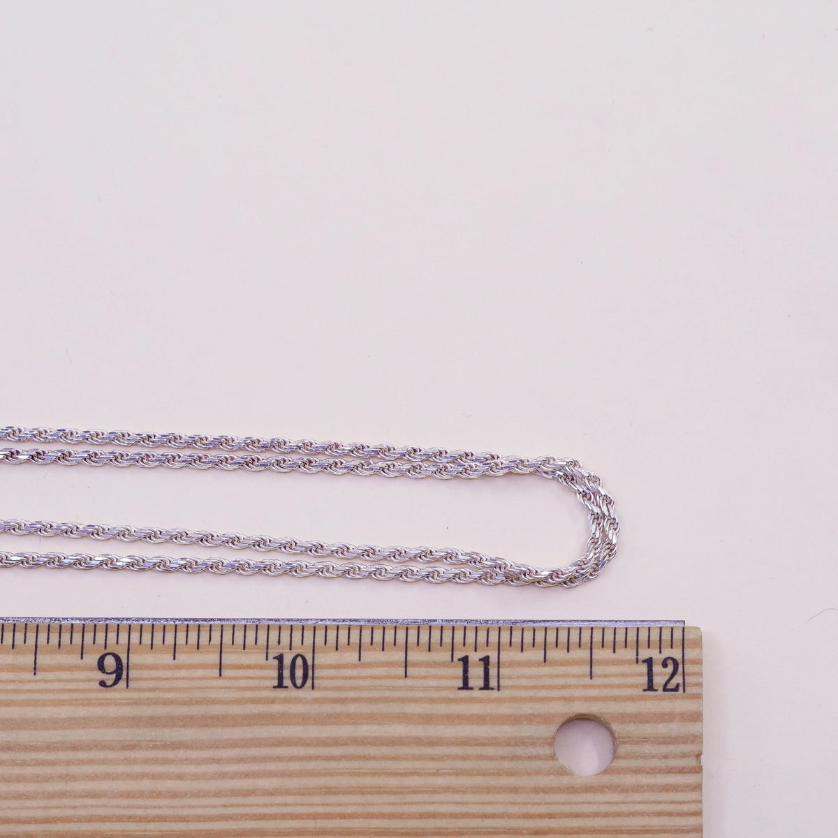 48”, Vintage italy sterling silver diamond cut rope chain, Italian 925 necklace