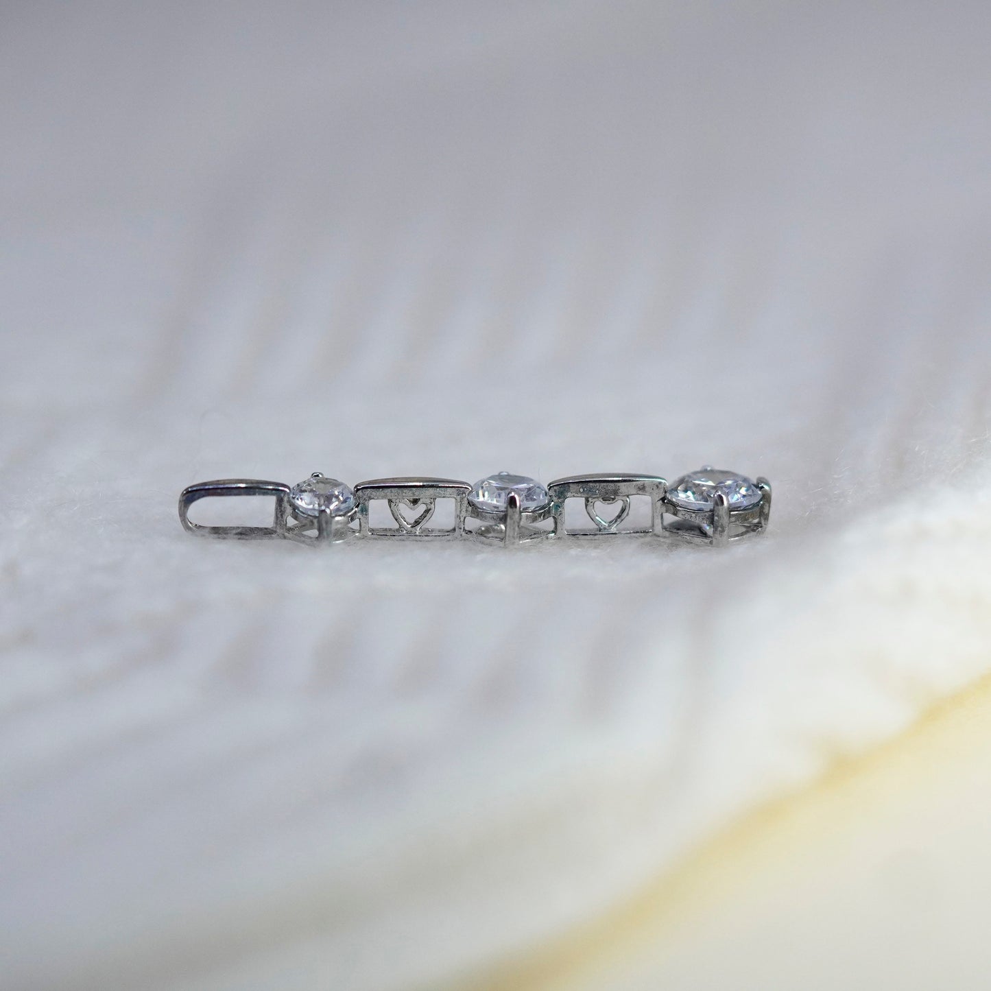 Vintage sterling 925 silver cz crystal bar pendant