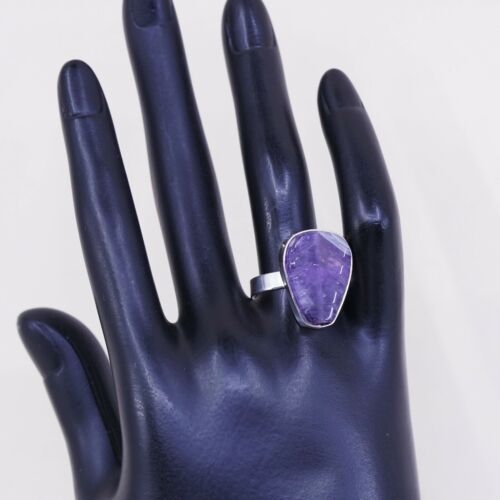 Sz 9, Sterling Silver handmade Ring, 925 Silver Ring W/ amethyst, stamped 925