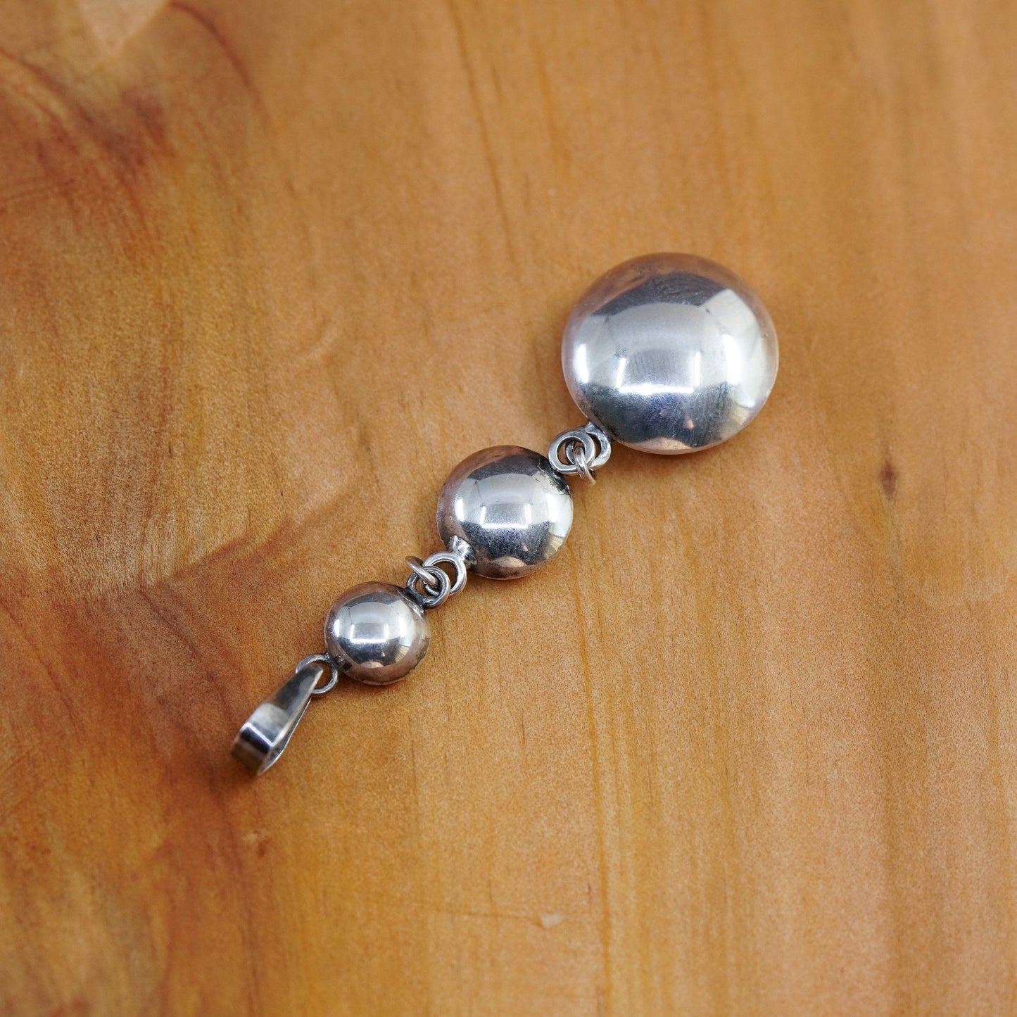 Vintage Sterling silver pendant, modern 950 puffy circle