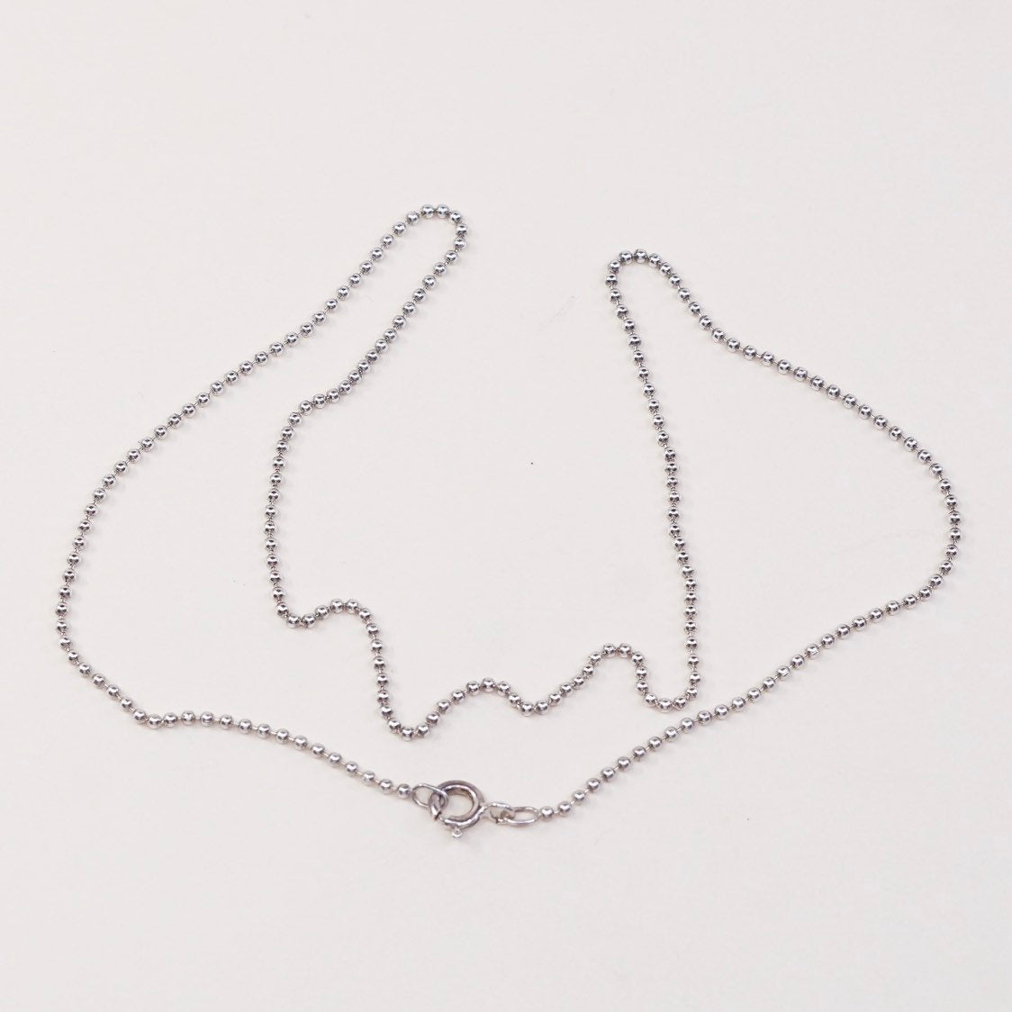 16", 1mm, sterling silver beads chain, Italy made 925 silver necklace